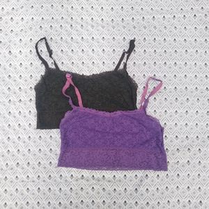 Black and Purple lace bralettes - set of 2